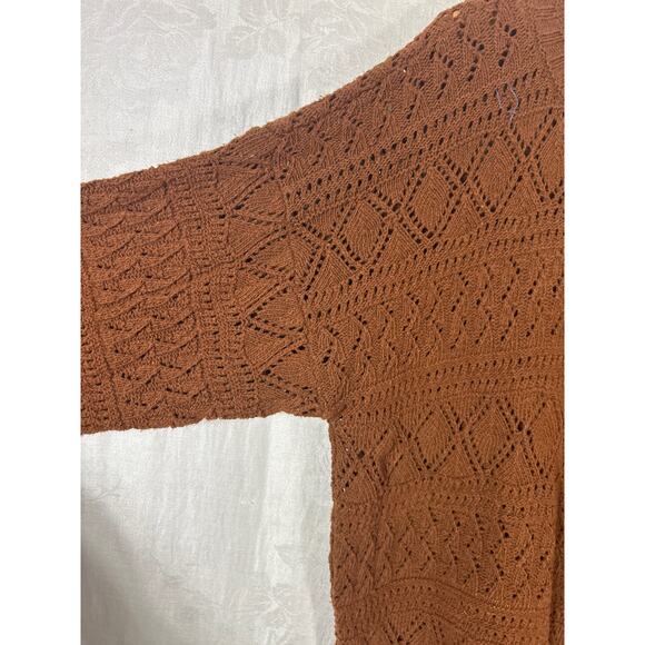 Vintage Sweater Medium Brown NEW Old Stock Open Knit Paul Harris USA - Picture 6 of 11